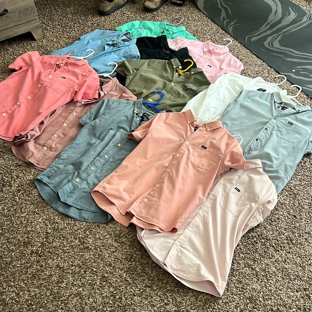 12 RVCA boys button up polos